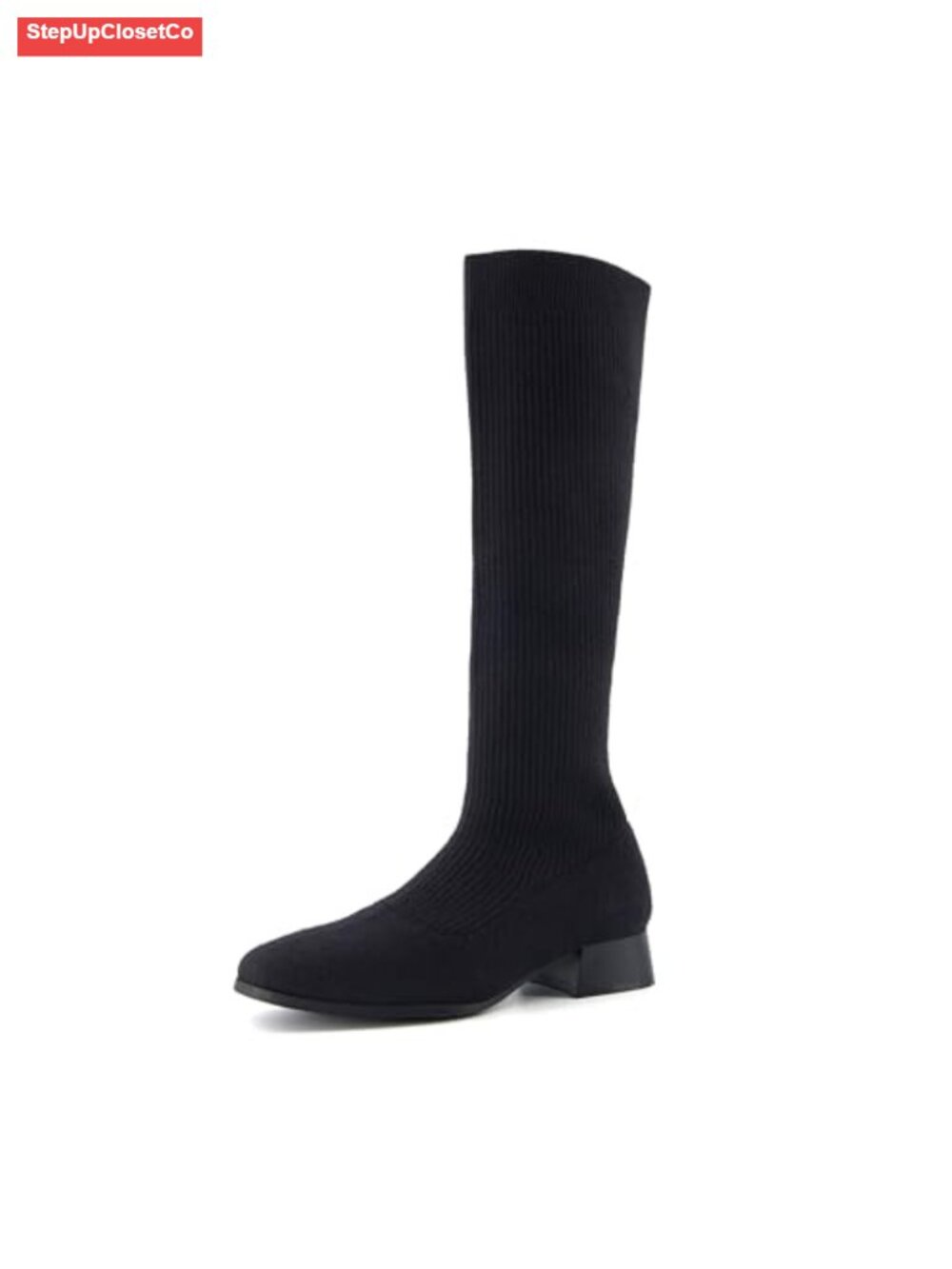 Cushionaire Women's Knee-High Stretch Boot Slip-On Low Block Heel Memory Foam